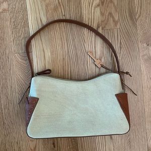 NWT Fossil Shoulder Canvas & Brown Leather Bag